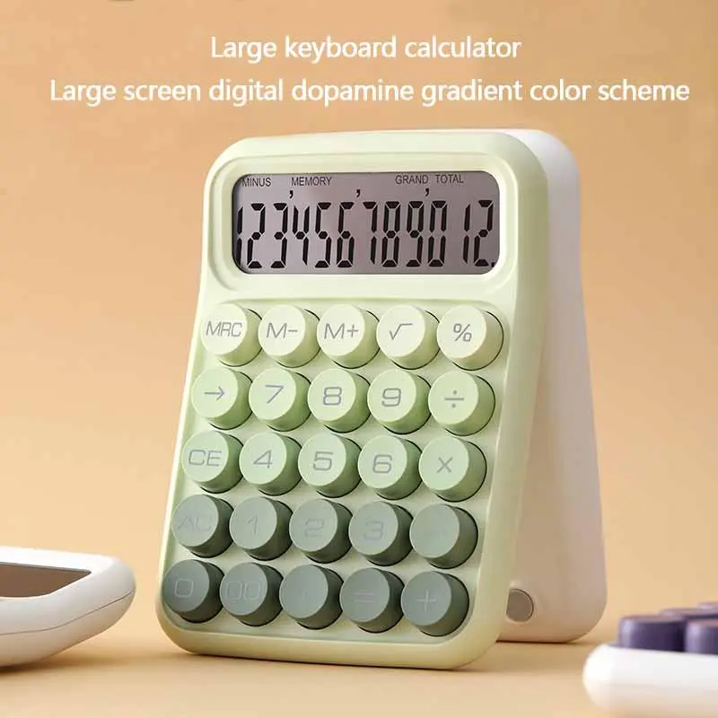 Portable Mini Calculator without Battery, 1 Count 12 Bit Desktop Calculator with Sensitive Button, Accounting Supplies for Office School 4