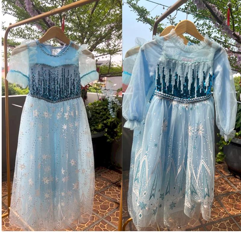 DRESS ELSA STAR PAYET /BAJU MOTIF STAR PAYET ANAK PEREMPUAN FASHION MOTIF 7
