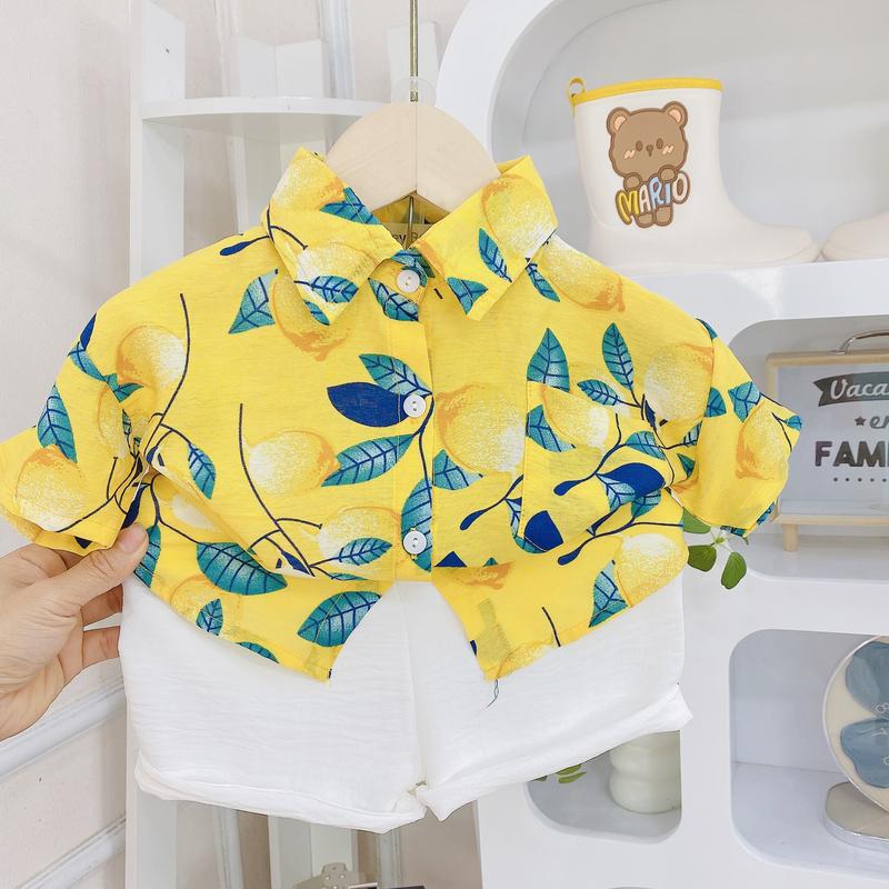 [ FREE SHIP] Full Size(8-26kg) Bộ Áo + Quần Sơ Mi Tay Ngắn Minkey Baby Hoa Lá Đi Chơi Chất  Đũi Hàng Thiết Kế Cho Bé Trai -Bé Gái ,Đồ Bộ Cho Bé Minkey Baby ,Minky Mom 3