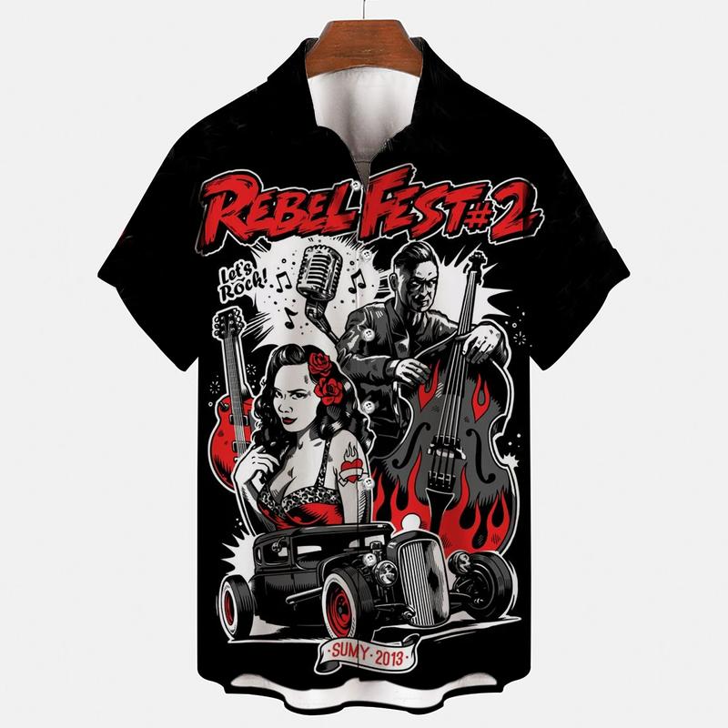 Product Introduction of Summer men's terrifying skull 3D printed shirt, Hawaii Rockabilly Gothic shirt, short sleeved shirt, Harajuku clothing 3