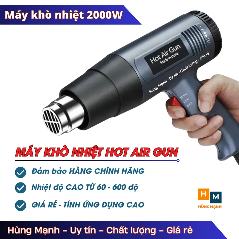 Máy khò nhiệt, máy thổi hơi nóng đa năng máy dán decal máy khò màng co công suất lớn 2000W 0