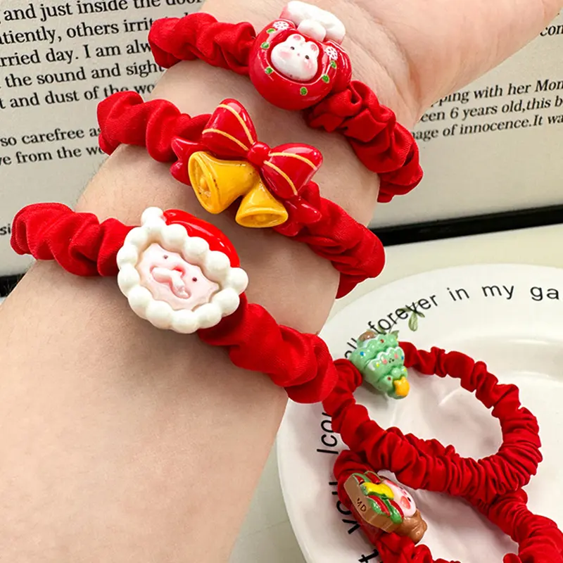 Dây Buộc Tóc Giáng Sinh, Thiết Kế Hoạt Hình Dễ Thương, Đàn Hồi Cao, Dành Cho Phụ Nữ Và Trẻ Em Gái, Ngọt Ngào Và Dễ Phối Đồ, Phụ Kiện Tóc, Thời Trang, Phong Cách Kawaii, Tuyệt Vời Làm Quà Tặng 6