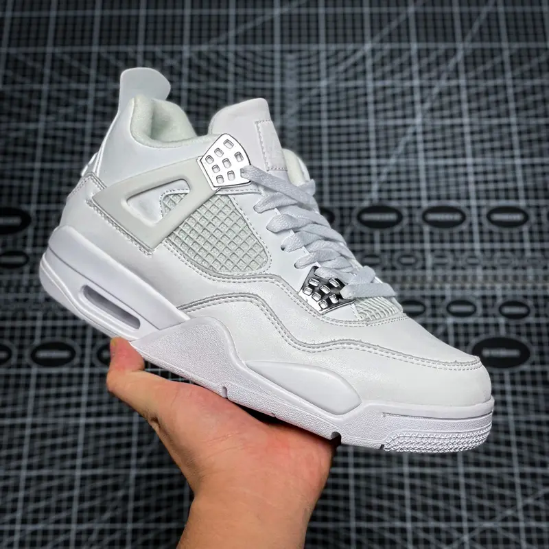 White Metal Silver Aj4 Pure Original White Red Shoes Black Red Flame Infrared Official Website Men's Shoes Women's Shoes Putian