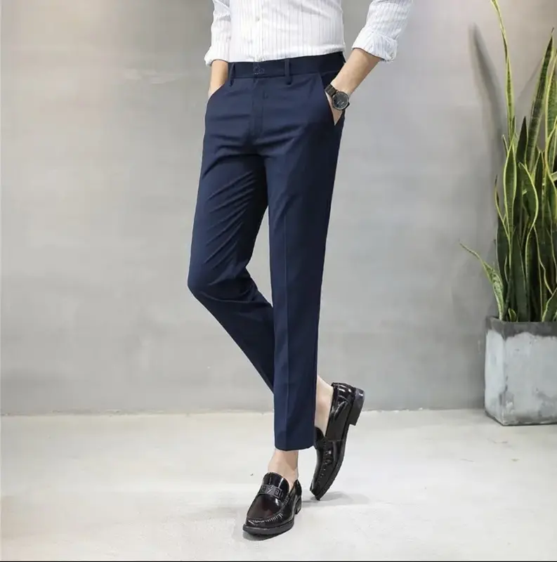 Quần âu nam Hàn Quốc (Dlstore96) chất vải tăm lỳ cao cấp,dày dặn,fom ống xuông 5 màu cơ bản Menswear Pants Có Túi Đen Ong quần tây 1