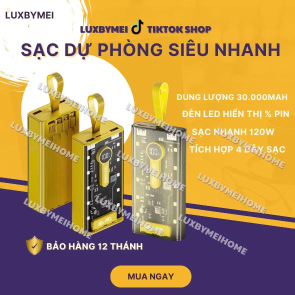 Pin Sạc Dự Phòng trong suốt sạc nhanh 20.000MAH đèn Led sạc nhiều thiết bị dung lượng lớn new HOT HOT HOT