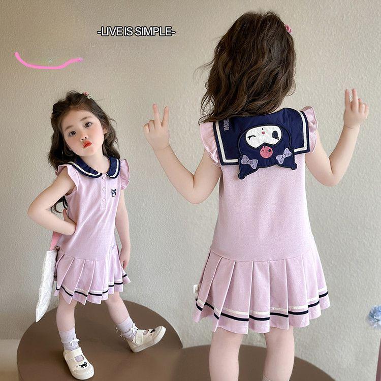 Váy Bé Gái, Kuromi Hoạt Hình, Cotton Nguyên Chất, Phong Cách Công Chúa Ngọt Ngào Không Tay, Váy Xếp Ly, Thích Hợp Cho Mùa Hè, Pippikids, [A025]