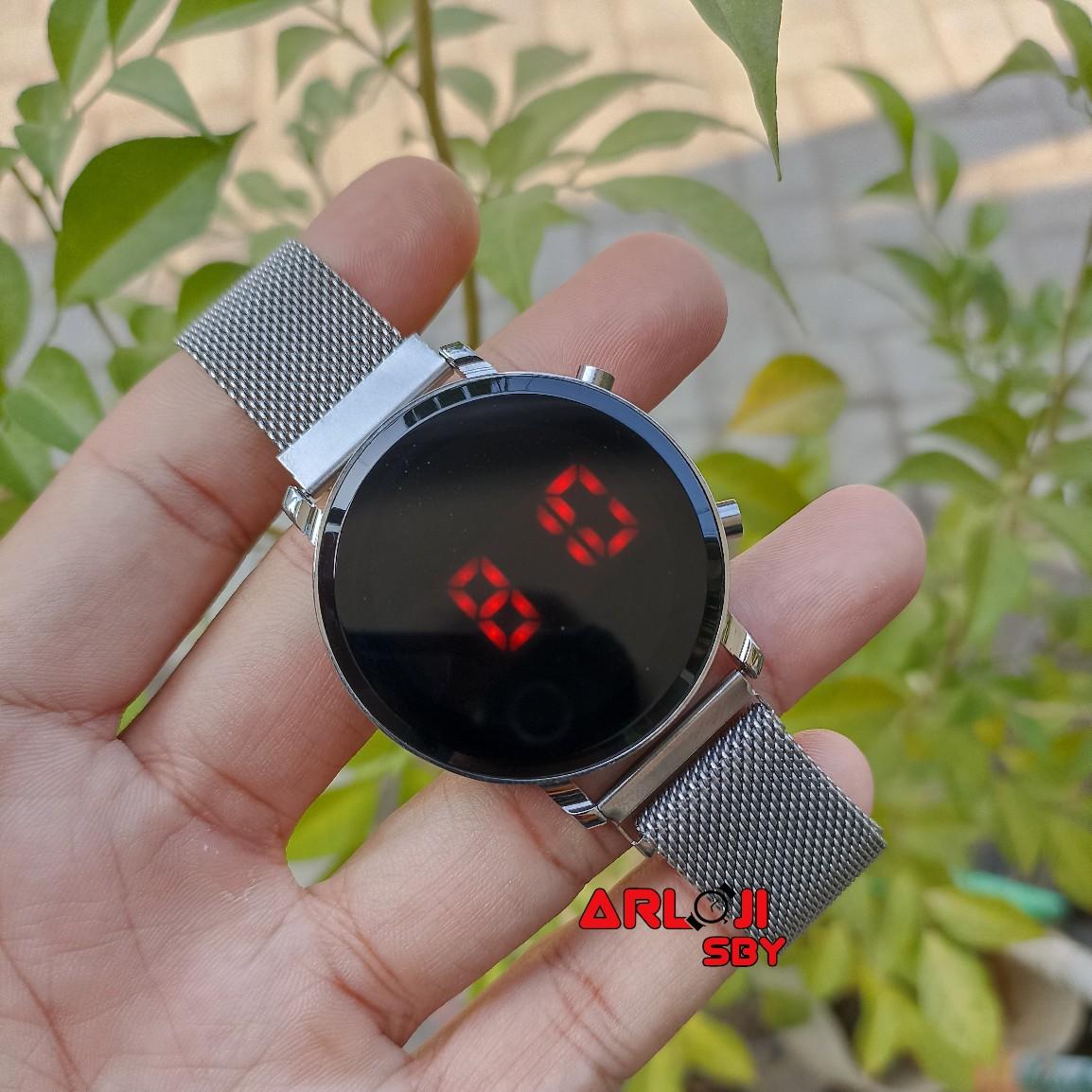 JAM LED WATCH MAGNET DIGITAL Stainless Elegan Wanita