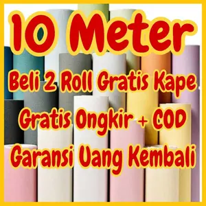 Wallpaper Dinding 10 m 10 meter 45 cm x 10 m MOTIF POLOS HIJAU BIRU ABU PUTIH POLOS PREMIUM