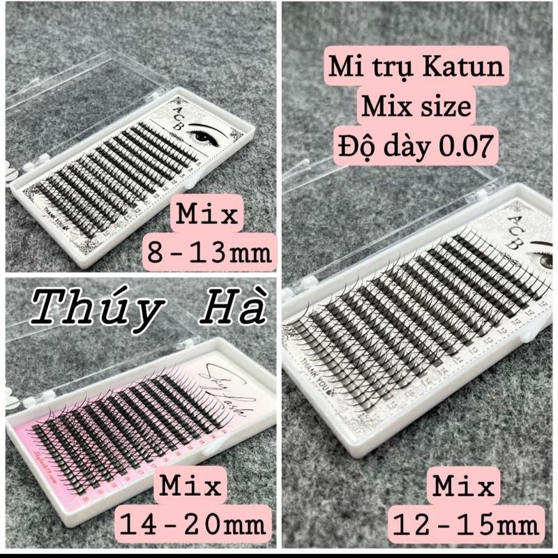 Mi Trụ Katun 0.07 mix (8-13mm)(12-15mm) Cong C ,CC, D_Trụ Wispy 5Sợi_THÚY HÀ Trang Điểm Cosmetic Mỹ Phẩm Nữ Women