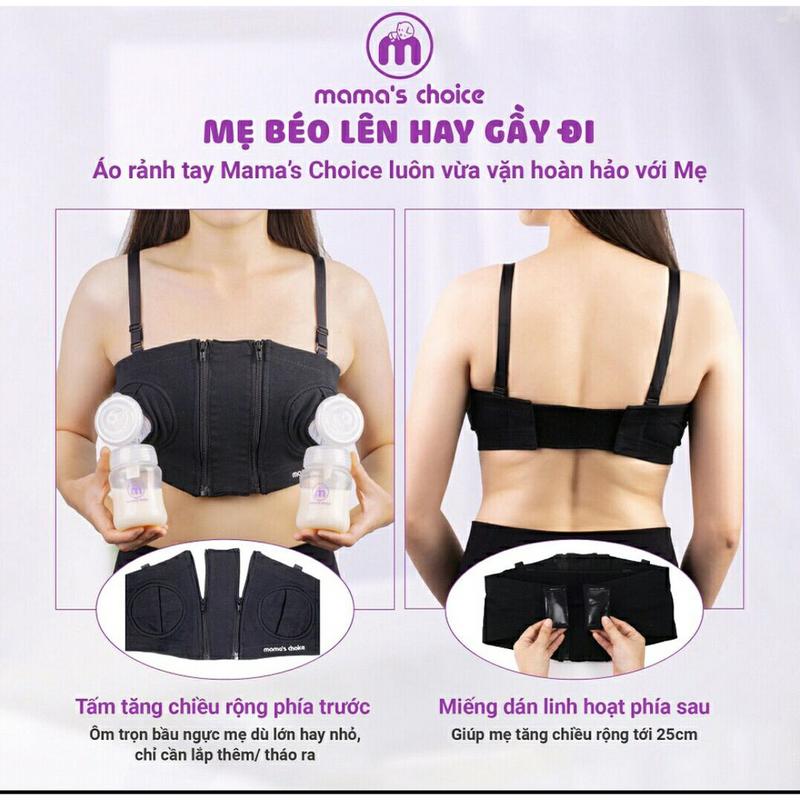 Áo hút sữa rảnh tay có dây Mama's Choice, giúp mẹ vắt sữa dễ dàng, chất liệu thoáng khí, freesize, giữ phễu chắc chắn 2