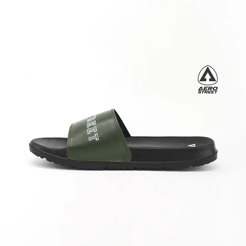 Aerostreet 39-44 Prime Hitam Army - Sandal Sendal Selop Slip On Casual Pria Wanita Aero Street BAAAA 2
