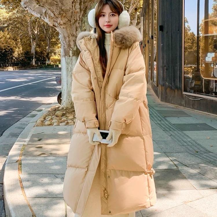 Áo khoác trần bông dáng dài qua gối phong cách Hàn Quốc mẫu mới 2024