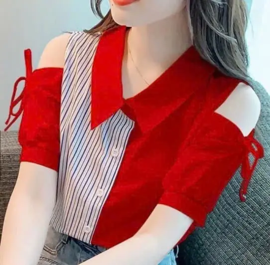 Aó sơ mi hở vai ,áo sơ mi lụa công sở cộc tay cổ đức nhiều màu kiểu dáng vải mềm, min 3