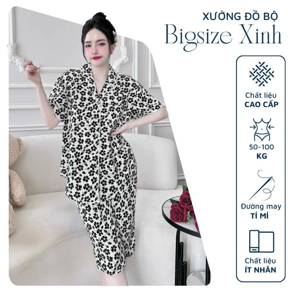 Bộ ngủ bigsize nữ bộ lửng mặc nhà chất lụa mango mềm mát kiểu pijama truyền thống sang trọng dễ mặc mát mẻ 3