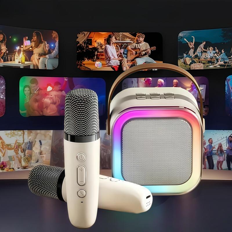 Rechargeable Wireless Speaker, 1 Count Karaoke Speaker with Microphone, Multi-functional Bluetooth-compatible Speaker for Home Party, Best Gifts for Men 2
