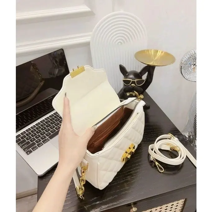 Túi xách nữ trần trám da đẹp thời trang công sở_ TDC225 Bag Tote Bag Tote Đeo Vai Đeo Chéo Kem Chữ Nhật 4