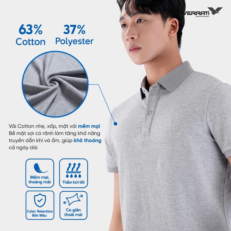 Áo polo nam VERRATI dệt tổ ong chất cotton cao cấp thấm hút, thoáng mát 4003 8