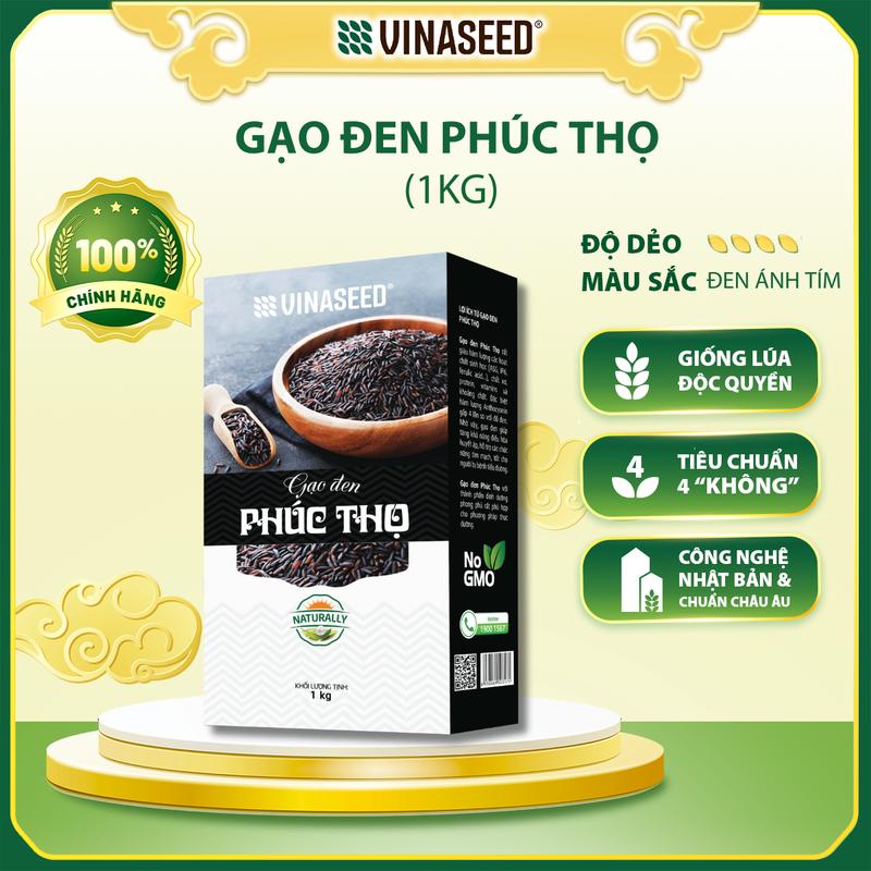 Gạo Lứt Đen Phúc Thọ Vinaseed túi 1kg - Gạo tím than dẻo dành cho người giảm cân, thực dưỡng, ăn kiêng, tiểu đường, bé