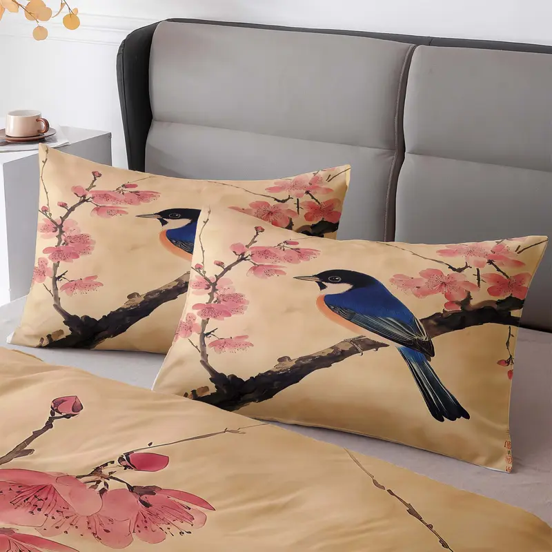 Bird Pattern Bedding Set, 3 Counts/set Including Duvet Cover & Pillowcase without Filler, Soft Comfortable Bedding Set for Home Bedroom 2