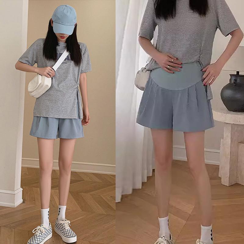 Summer Thin Maternity Shorts For Outer Wear Plus Size Pregnancy Belly Support Casual Loose Wide Leg Cloud Three-point Pants 0