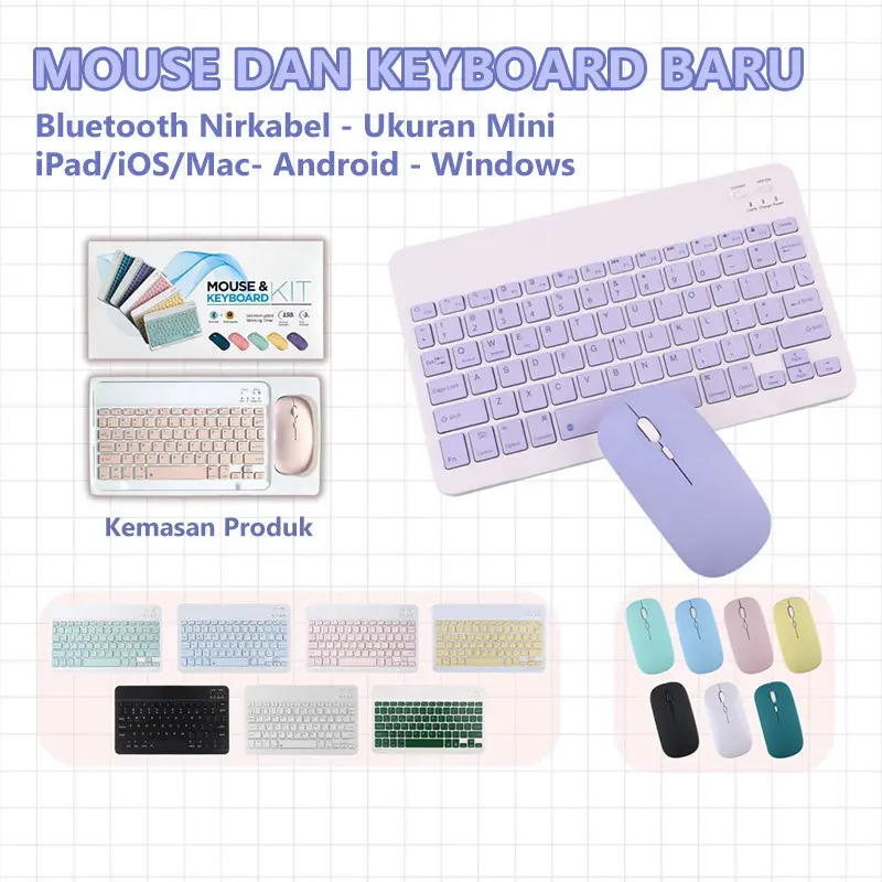MAYY【READY】 2nd gen Pro 10 Inch 3 in 1 Wireless Bluetooth Keyboard Mouse Set Lightweight Portable For iPad 2