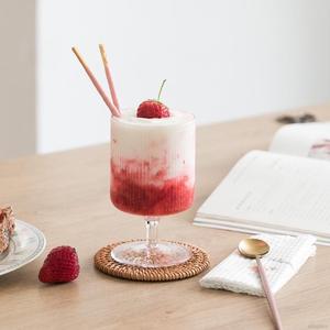 แก้วมัก ลายขวาง สไตล์คลาสสิก ขนาด 280 มล. สําหรับใส่กาแฟ ไอศกรีม ขนมหวาน น้ําผลไม้ ค็อกเทล บาร์ บ้าน แก้ว  ยักษ์