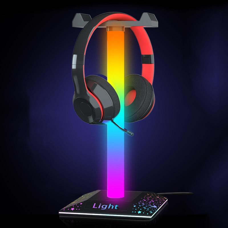 LED Atmosphere RGB Table Lamp with Headphone Stand, 10 Lighting Modes Type-c Port, Desk Decoration Lamp ( Not Included Headphone), Decorative, Modern 1