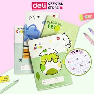 Tập vở ô ly học sinh hoạt hình dễ thương Deli - 4 ô li, 48/ 80 Trang 70/100gsm - Giấy dày tập viết luyên chữ đẹp cấp 1