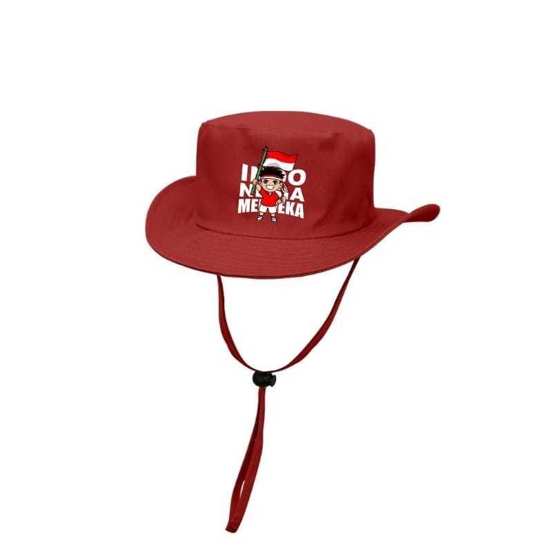 Topi Rimba Anak Merah Putih Sablon Dirgahayu INDONESIA HUT RI 17 Agustus Merdeka 2