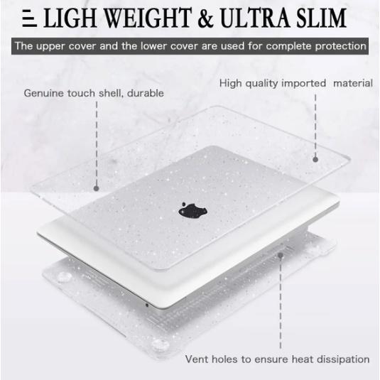 Case MacBook Glitter Transparan Premium Compatible For Air M1 M2 M3 Pro 13 14 Inch 2016-2024 4