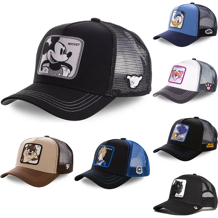 Anime Mickey Mesh Hat Naruto Dragon Ball Captain Snapback Cotton BUU Sasuke Baseball Cap Men Women Hip Hop Dad Trucker Hat goku DONALD