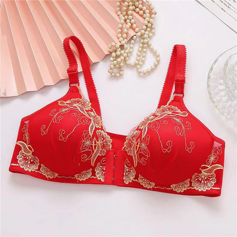 Product Introduction of Button Embroidery Brassiere Bralette Wireless Underwear Women's Bras Seamless Floral Push Up Bras Wireless Front Comfy Lingerie 26