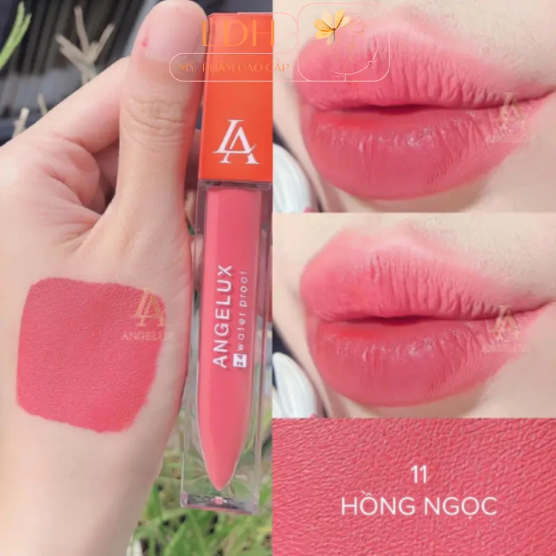 son kem siêu lì Angelux -Chống thấm , chống trôi suốt 24H- (07- hồng 10H ) Cosmetic son Môi Trang Điểm Mỹ Phẩm Nữ Women son sieu li son  khô 6