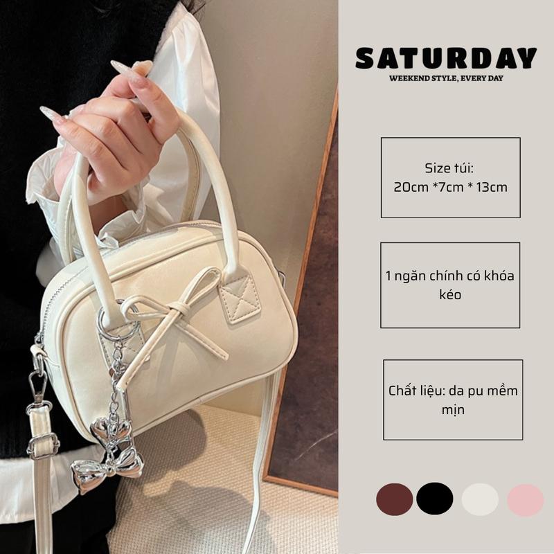 Túi xách nữ cầm tay đeo chéo phối charm kim loại xinh 2