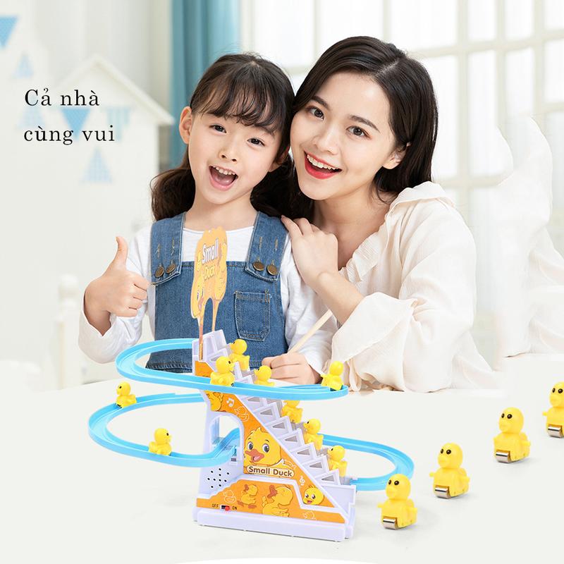 Đồ Chơi Cầu Trượt Vịt Vàng Leo Cầu Thang Có Nhạc Và Đèn Cho Bé Yêu Tặng Kèm Pin Voi Kem 1