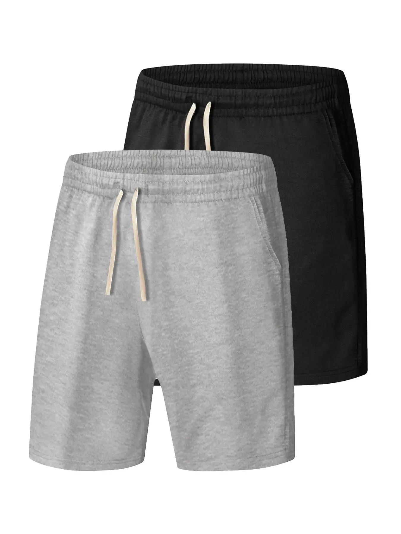 Men's 2pcs Solid Color Elastic Waist Pocket Shorts, Summer Outfits 2024, Summer Clothes, Loose Casual Breathable Tie Front Track Shorts for Summer, Fitness Outfit, Mens Tracksuit, Knitting Bottoms for Men