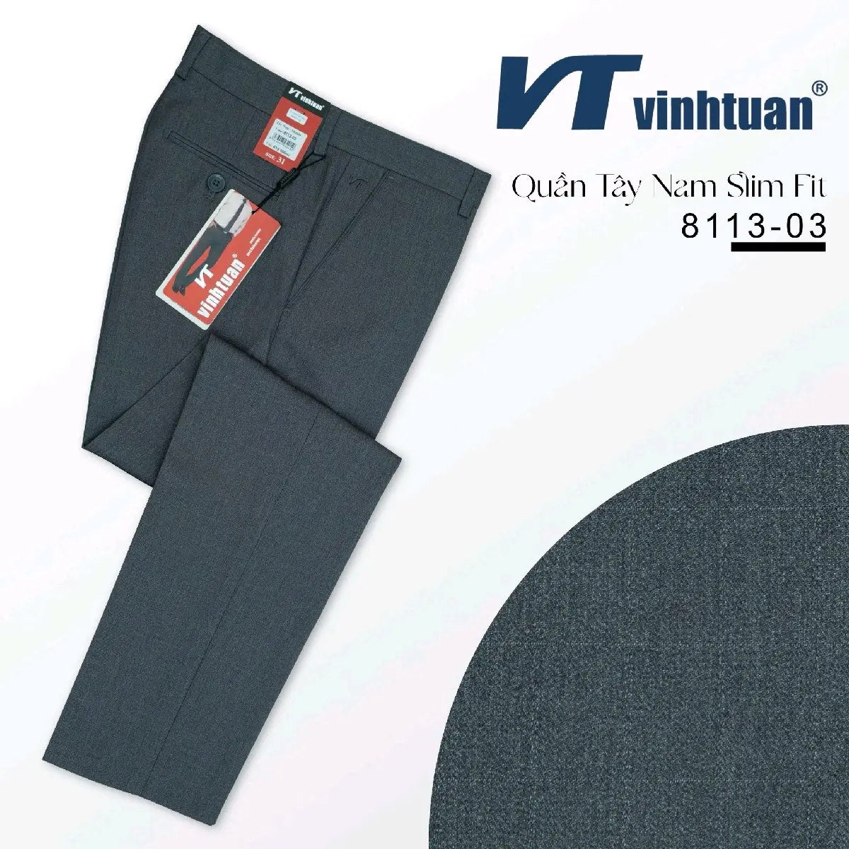 Quần tây nam cao cấp mã 8113 Slimfit ống 17-19.5cm