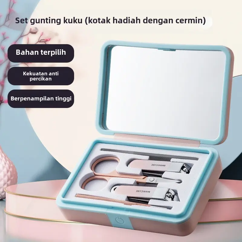 New nail clipper set household with mirror nail clippers flat mouth clippers ear scoop nail clipper pedicure tool