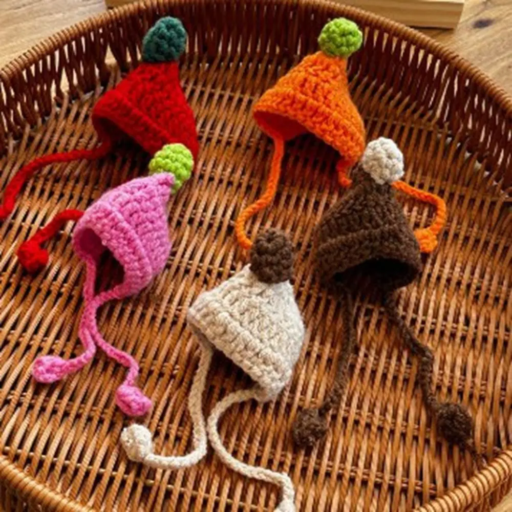 theof High Quality Fashion Animal Doll Knitted Hat Candy Color Cute Plush Doll Hats Mini Casual Wear DIY Knitted Skirt Accessories for 10cm Cotton Dolls