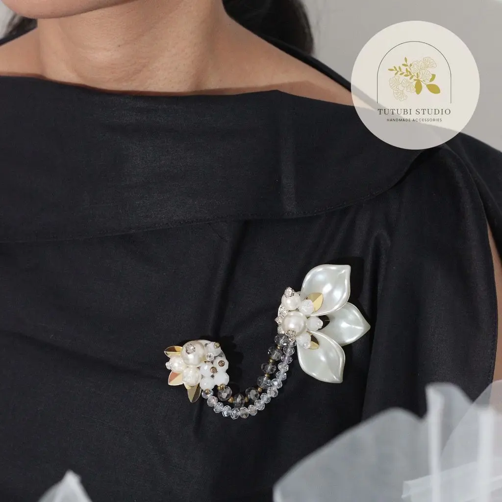 STATEMENT BROOCH 2 & COLLAR BROOCH / Handmade Beads Brooch / Bros Manik Mute Cantik / Bros Wanita / Bros Hijab Friendly/ Daily & Special Events Brooch