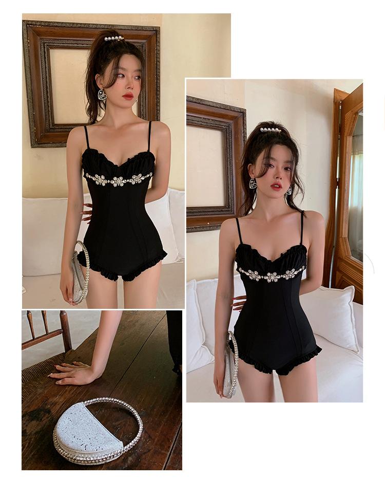Product Introduction of Áo Ống Kim Cương Ôm Sát Phong Cách Pháp, Áo Tắm Một Mảnh Có Dây Đeo Spaghetti Đồ Bơi Nữ, Nâng Ngực Nhỏ Thích Hợp Cho Phong Cách Pháp, Áo Tắm Cô Gái Nóng Bỏng 27