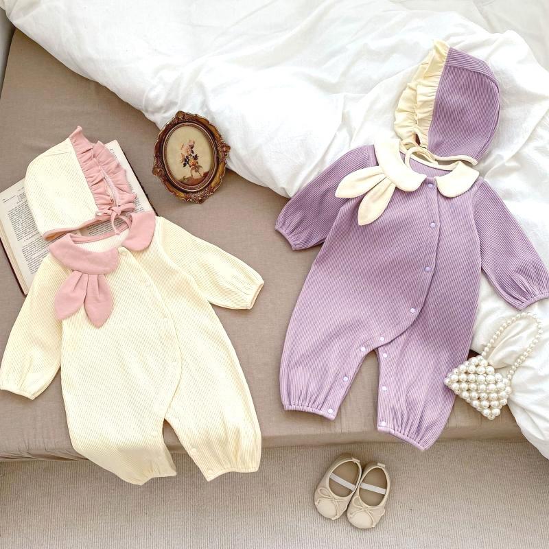  Bộ Đồ Liền Thân Len Tăm Tai Thỏ Dễ Thương Ấm Áp Cho Bé Gái Bodysuit LOTUKA Cho Bé Áo Thu Đông Quần Áo Trẻ Em Size 3-12kg Voi Jumpsuit 