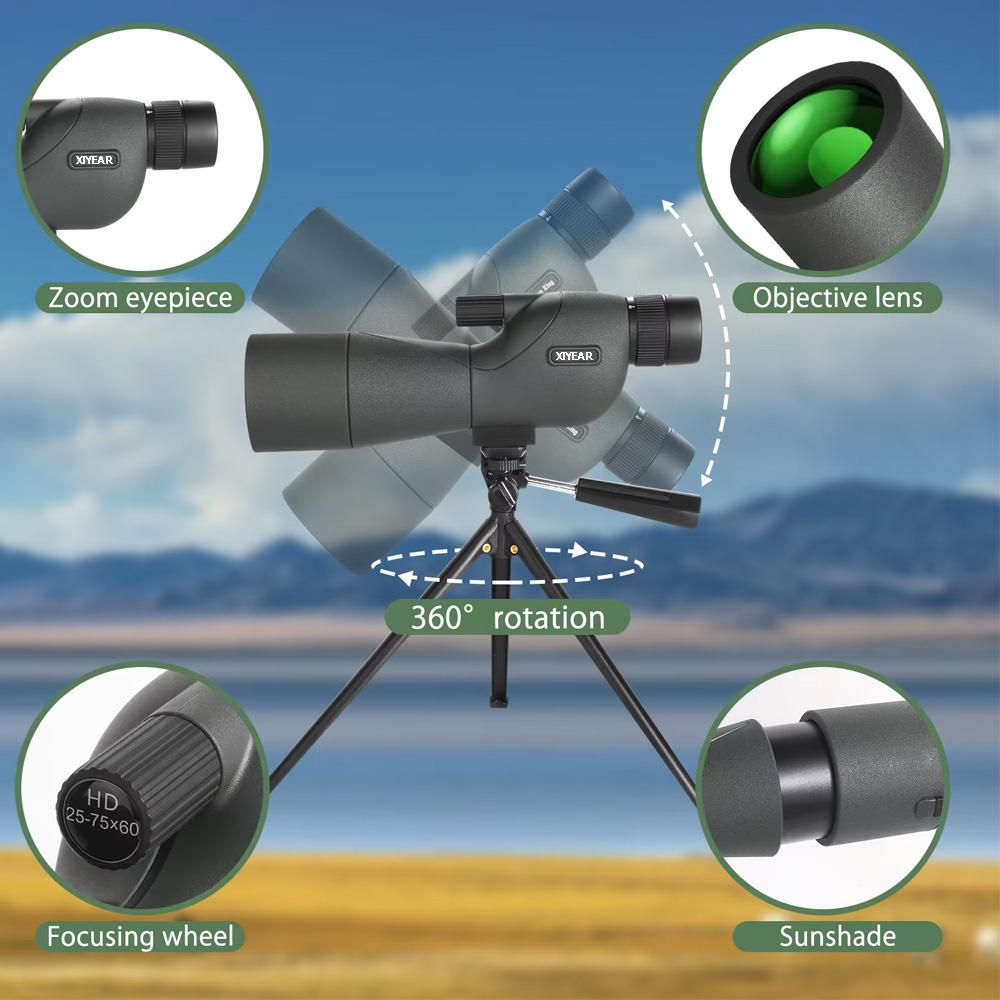 25-75x60 Telescope Spotting Scope Powerful Zoom Monocular FMC BAK4 Waterproof For Bird Watching Target Shotting With Tripod - Image 2