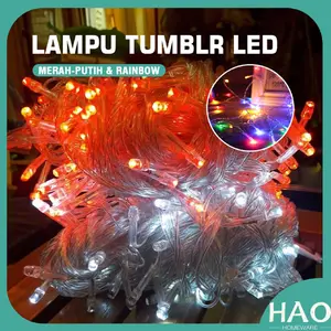 [HAO] Lampu Tumblr Merah-Putih & RGB / 17 Agustus / Lampu LED Natal / Fairy Lights Warna Rainbow / Lampu Dekorasi Plastik Putih