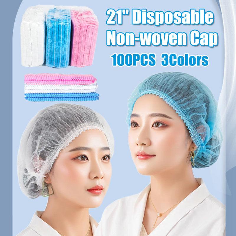 50/100 Pieces Disposable Double Rib Hair Caps Cap Net Non-Woven Cap ...