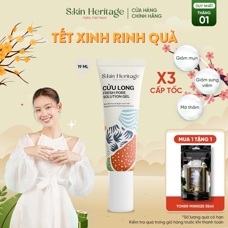Gel Chấm Mụn Cửu Long Hỗ Trợ Giảm Viêm Mụn Skin Heritage Cửu Long Fresh Pore Solution 19ml [ Tặng 1 Toner Sơn Đoòng 55ml ]