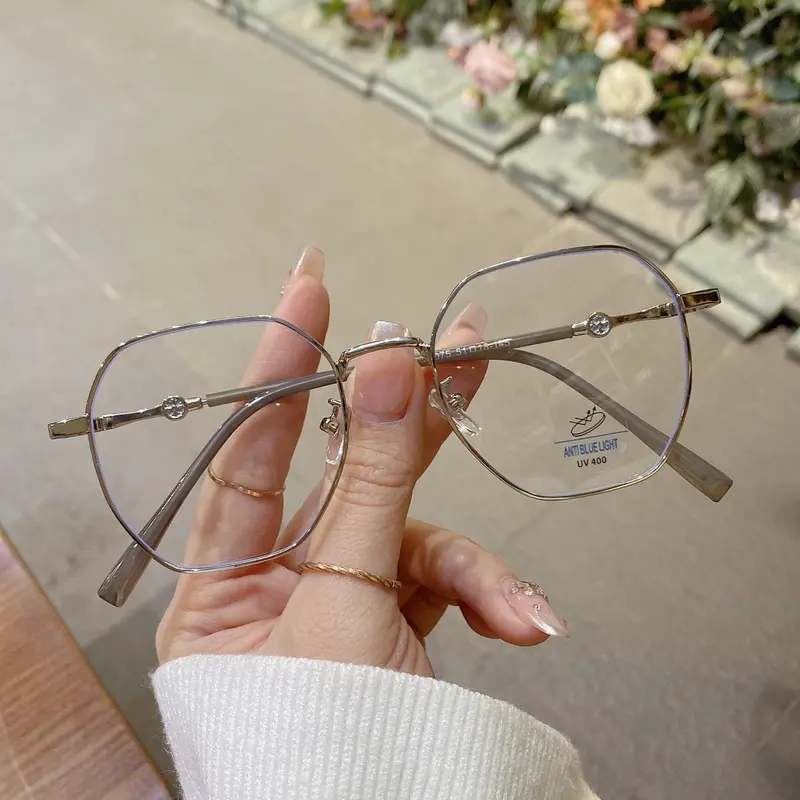 Gọng Kính Thời Trang Phong Cách Hàn Quốc Đa Giác Tròn Vừa Càng Điêu Khắc Mắt Chống UV Ánh Sáng Xanh Thay Được Mắt Cận Nữ Voi Women Kính Mắt 7