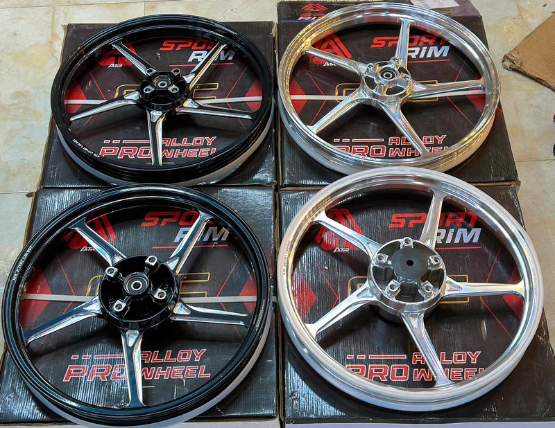 Mâm 5 cây CNC SIRIUS EX135 EX150 WAVES110 FULED hàng ENKEI - MÂM 5C CROM - ĐEN HIỆU ATRACING Phụ Kiện Phụ Tùng