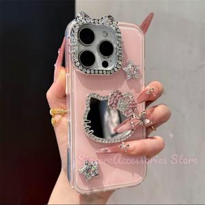 เคสโทรศัพท์, สำหรับ iPhone 11, 13, 12, 16, 15, 14, Pro Max, Plus, การออกแบบกระจกแมว KT ดาวเยลลี่, เคส iPhone