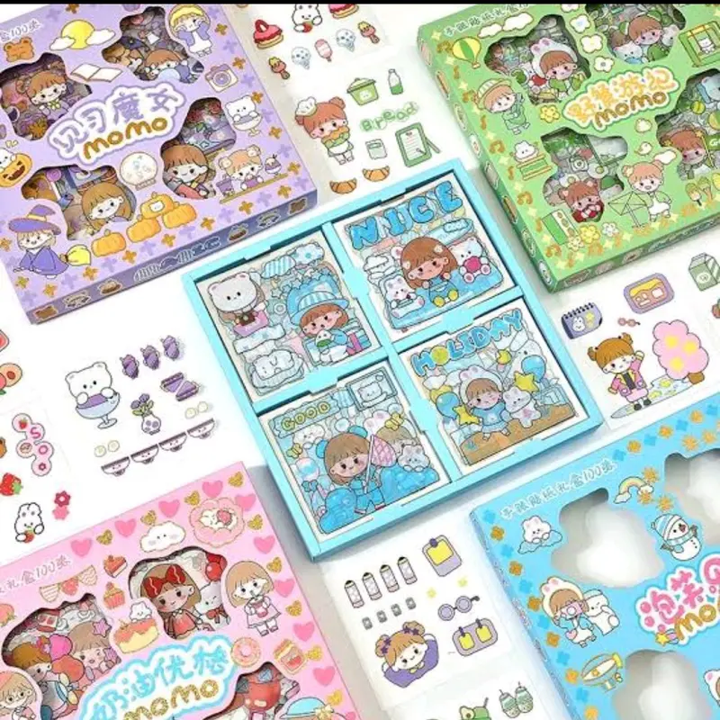 Sticker Momo Waterproof isi 100 lembar / Stiker mainan anak viral kartun korea 4